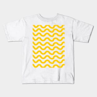 Yellow horizontal wavy lines pattern Kids T-Shirt